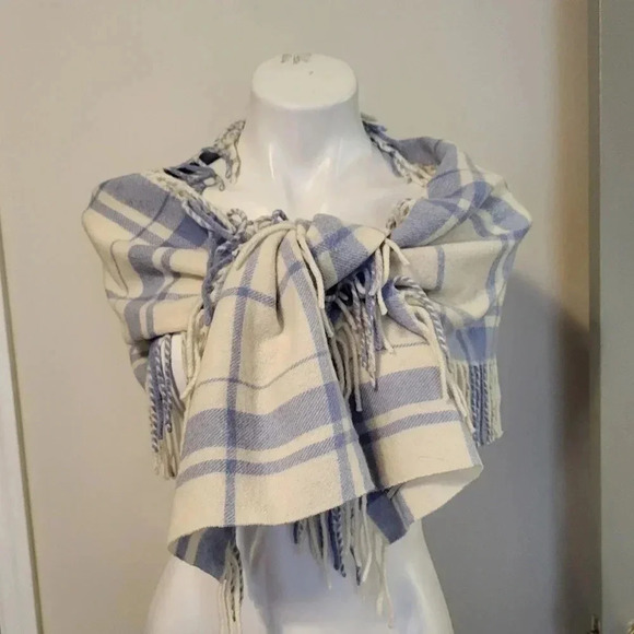 Banana Republic Wool/Angora Rabbit Hair Blend Plaid (2)Scarfs with Fringe - Picture 3 of 7